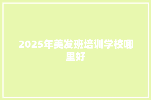 2025年美发班培训学校哪里好