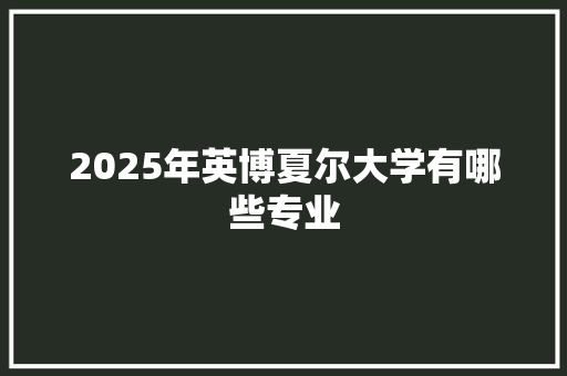 2025年英博夏尔大学有哪些专业