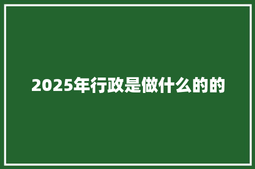 2025年行政是做什么的的