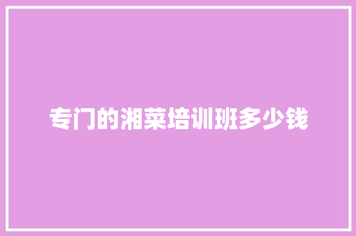 专门的湘菜培训班多少钱