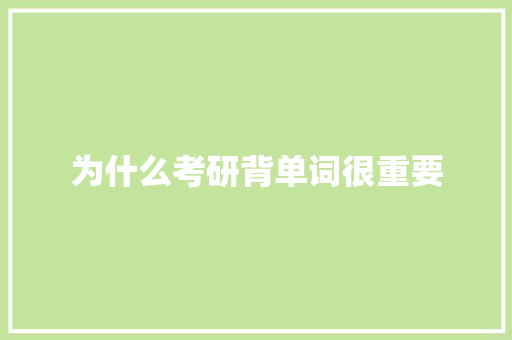 为什么考研背单词很重要