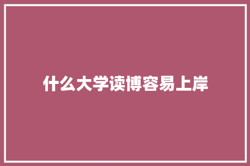 什么大学读博容易上岸