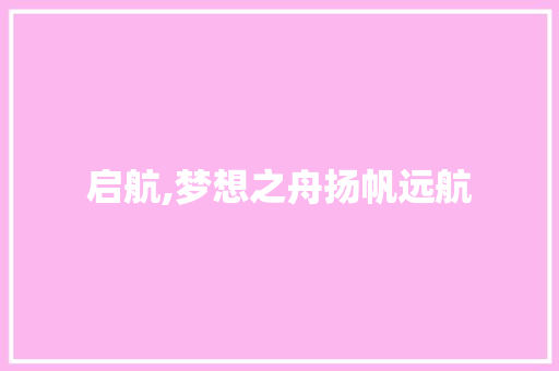 启航,梦想之舟扬帆远航