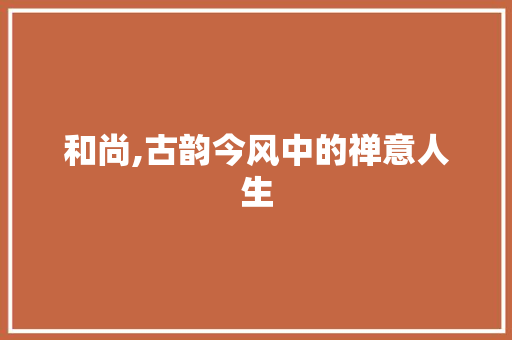和尚,古韵今风中的禅意人生
