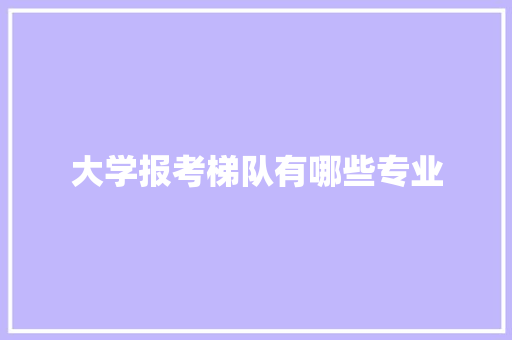 大学报考梯队有哪些专业 职场应用