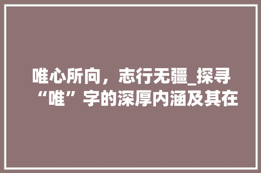 唯心所向，志行无疆_探寻“唯”字的深厚内涵及其在现代社会的价值体现