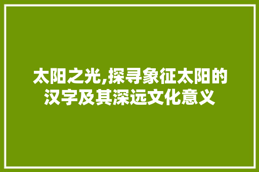 太阳之光,探寻象征太阳的汉字及其深远文化意义