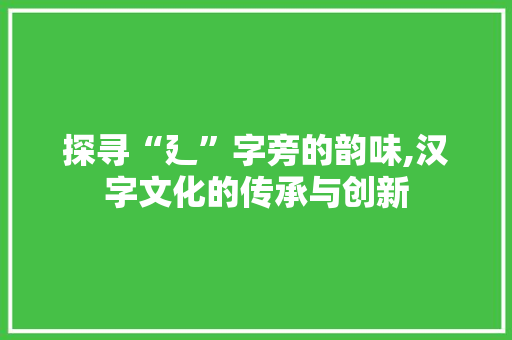 探寻“廴”字旁的韵味,汉字文化的传承与创新
