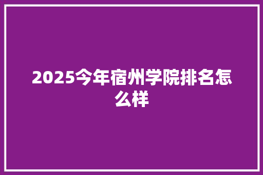2025今年宿州学院排名怎么样