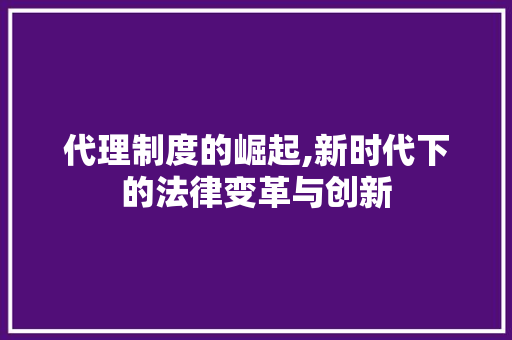 代理制度的崛起,新时代下的法律变革与创新 创作范文