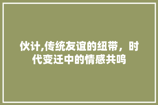 伙计,传统友谊的纽带，时代变迁中的情感共鸣