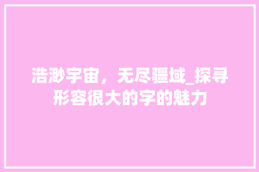 浩渺宇宙，无尽疆域_探寻形容很大的字的魅力 项目管理范文