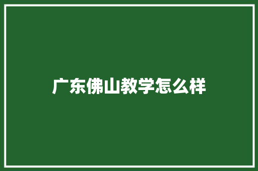广东佛山教学怎么样
