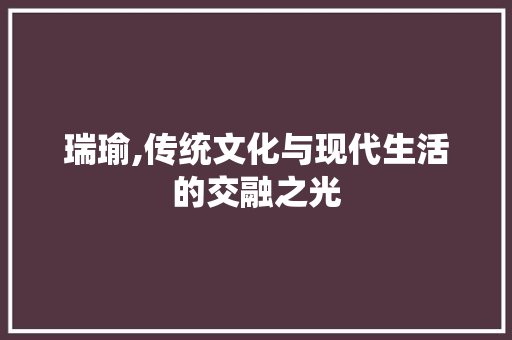 瑞瑜,传统文化与现代生活的交融之光