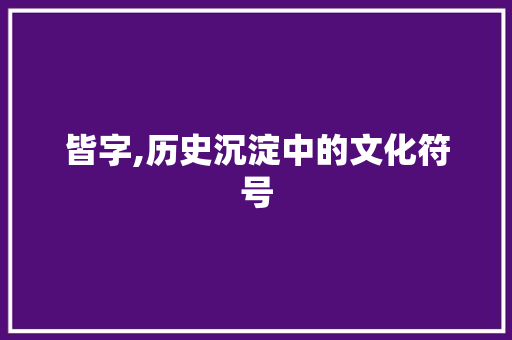 皆字,历史沉淀中的文化符号