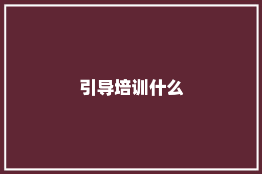 引导培训什么