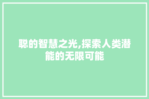 聪的智慧之光,探索人类潜能的无限可能 创作范文