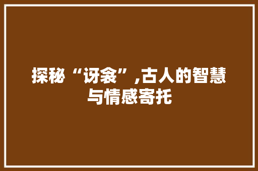 探秘“讶衾”,古人的智慧与情感寄托 项目管理范文