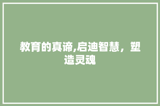 教育的真谛,启迪智慧，塑造灵魂