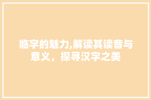 临字的魅力,解读其读音与意义，探寻汉字之美 财务报告范文