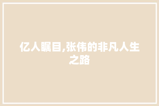 亿人瞩目,张伟的非凡人生之路