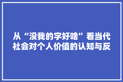 从“没我的字好啥”看当代社会对个人价值的认知与反思 项目管理范文