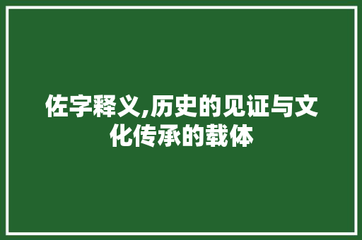 佐字释义,历史的见证与文化传承的载体 科技报告范文