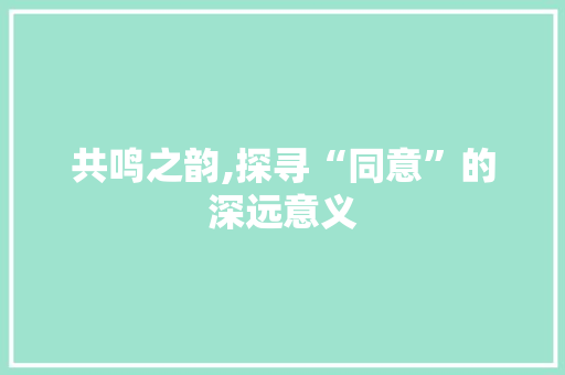 共鸣之韵,探寻“同意”的深远意义