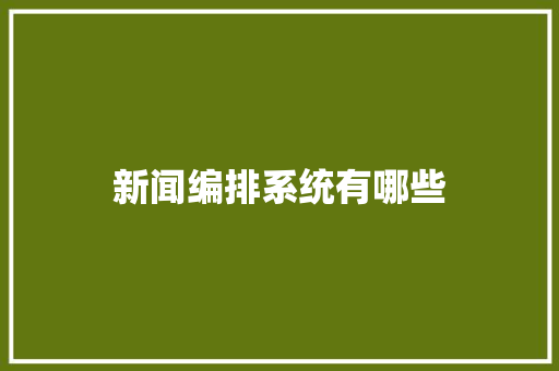 新闻编排系统有哪些