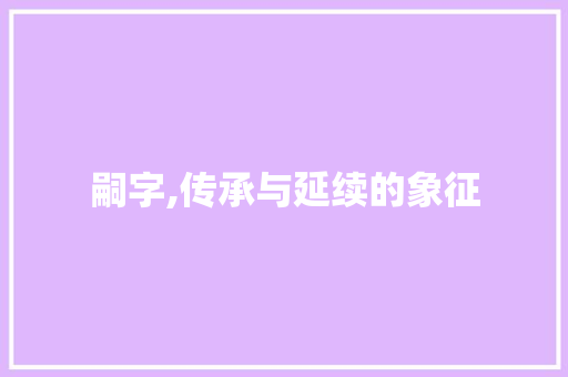 嗣字,传承与延续的象征 科技报告范文