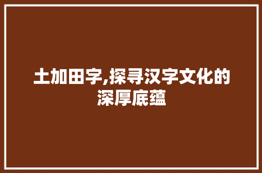 土加田字,探寻汉字文化的深厚底蕴