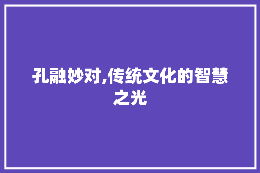 孔融妙对,传统文化的智慧之光