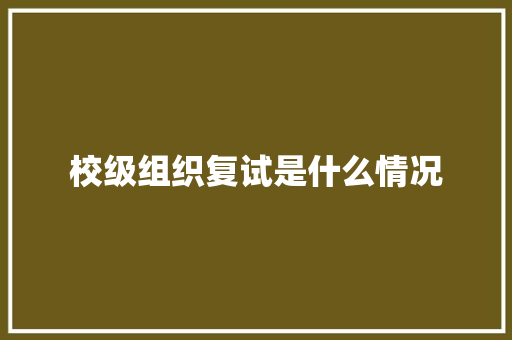 校级组织复试是什么情况