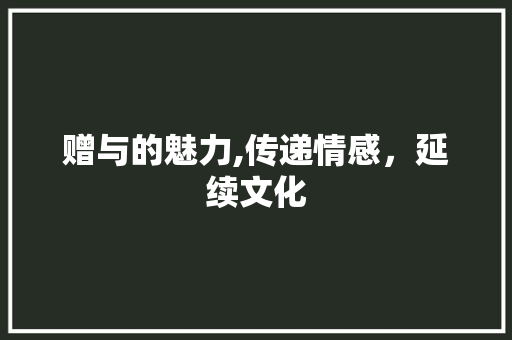赠与的魅力,传递情感，延续文化 合同协议范文