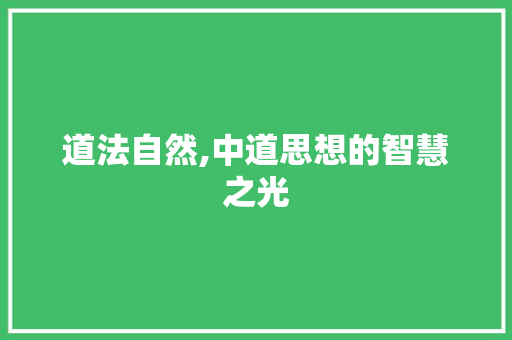道法自然,中道思想的智慧之光