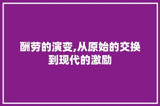 酬劳的演变,从原始的交换到现代的激励