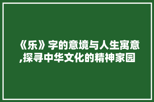 《乐》字的意境与人生寓意,探寻中华文化的精神家园