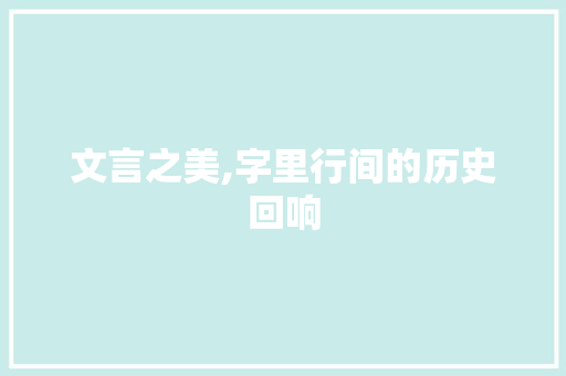 文言之美,字里行间的历史回响 财务报告范文