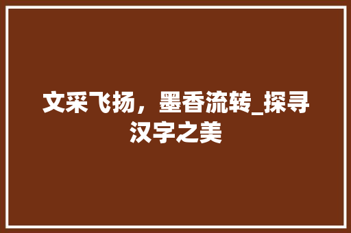 文采飞扬，墨香流转_探寻汉字之美