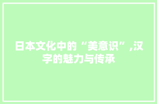 日本文化中的“美意识”,汉字的魅力与传承