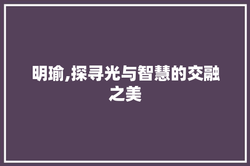 明瑜,探寻光与智慧的交融之美