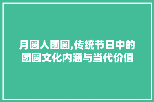 月圆人团圆,传统节日中的团圆文化内涵与当代价值 财务报告范文