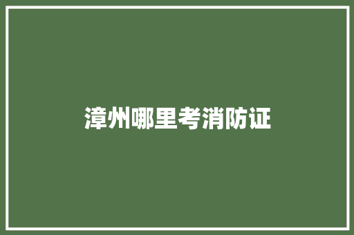 漳州哪里考消防证 职场应用