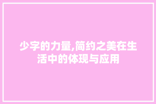 少字的力量,简约之美在生活中的体现与应用