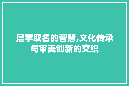 层字取名的智慧,文化传承与审美创新的交织