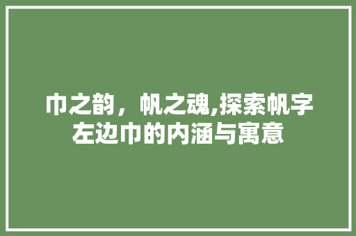 巾之韵，帆之魂,探索帆字左边巾的内涵与寓意