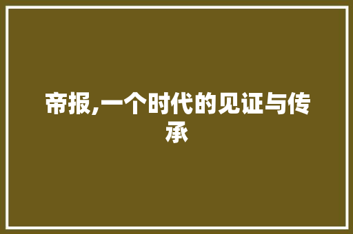 帝报,一个时代的见证与传承 创作范文