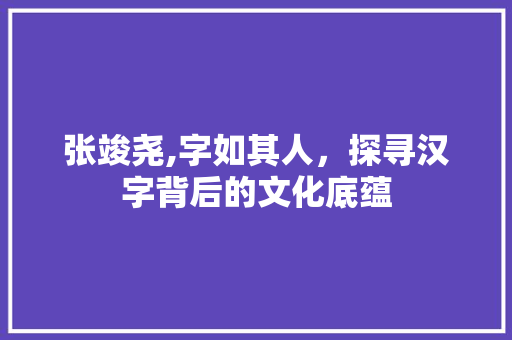 张竣尧,字如其人，探寻汉字背后的文化底蕴