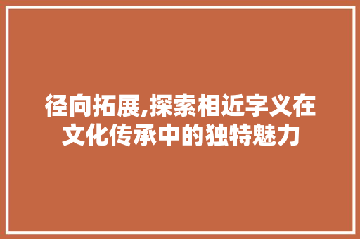 径向拓展,探索相近字义在文化传承中的独特魅力