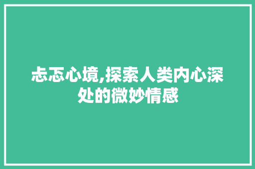 忐忑心境,探索人类内心深处的微妙情感